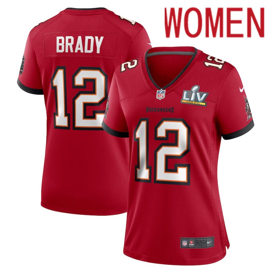 Women Tampa Bay Buccaneers 12 Tom Brady Nike Red Super Bowl LV Game NFL Jersey